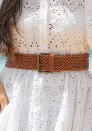 5cm plaited belt Tan