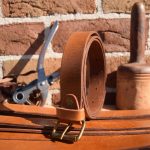Tan classic leather belt 3.2cm wide