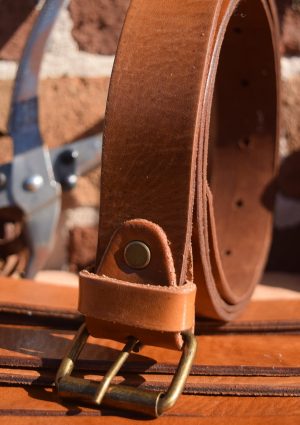 Tan classic leather belt 3.2cm wide