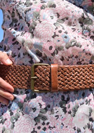 5cm wide plaited belt-tan